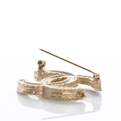 Chanel Crystal CC Brooch Light Gold 4 of 5