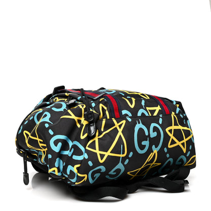 Gucci Techno Canvas GucciGhost Double Buckle Backpack Black New Acquamarine 4 of 12