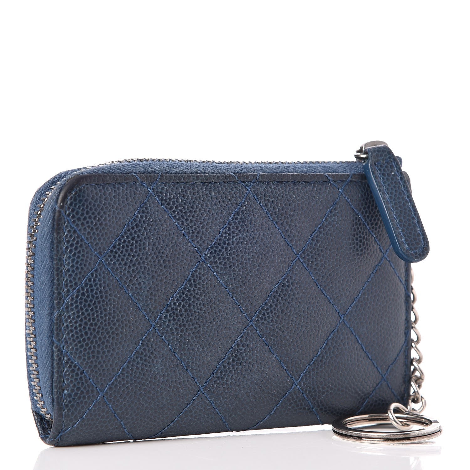 Chanel Caviar Quilted Key Holder Case Blue 3 of 16