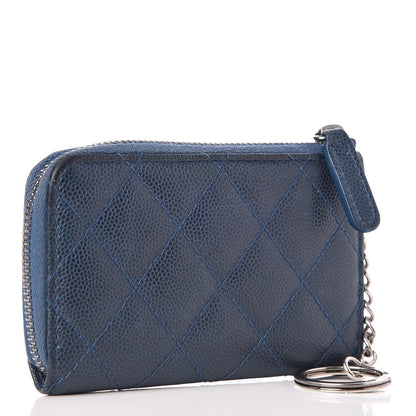 Chanel Caviar Quilted Key Holder Case Blue 3 of 16
