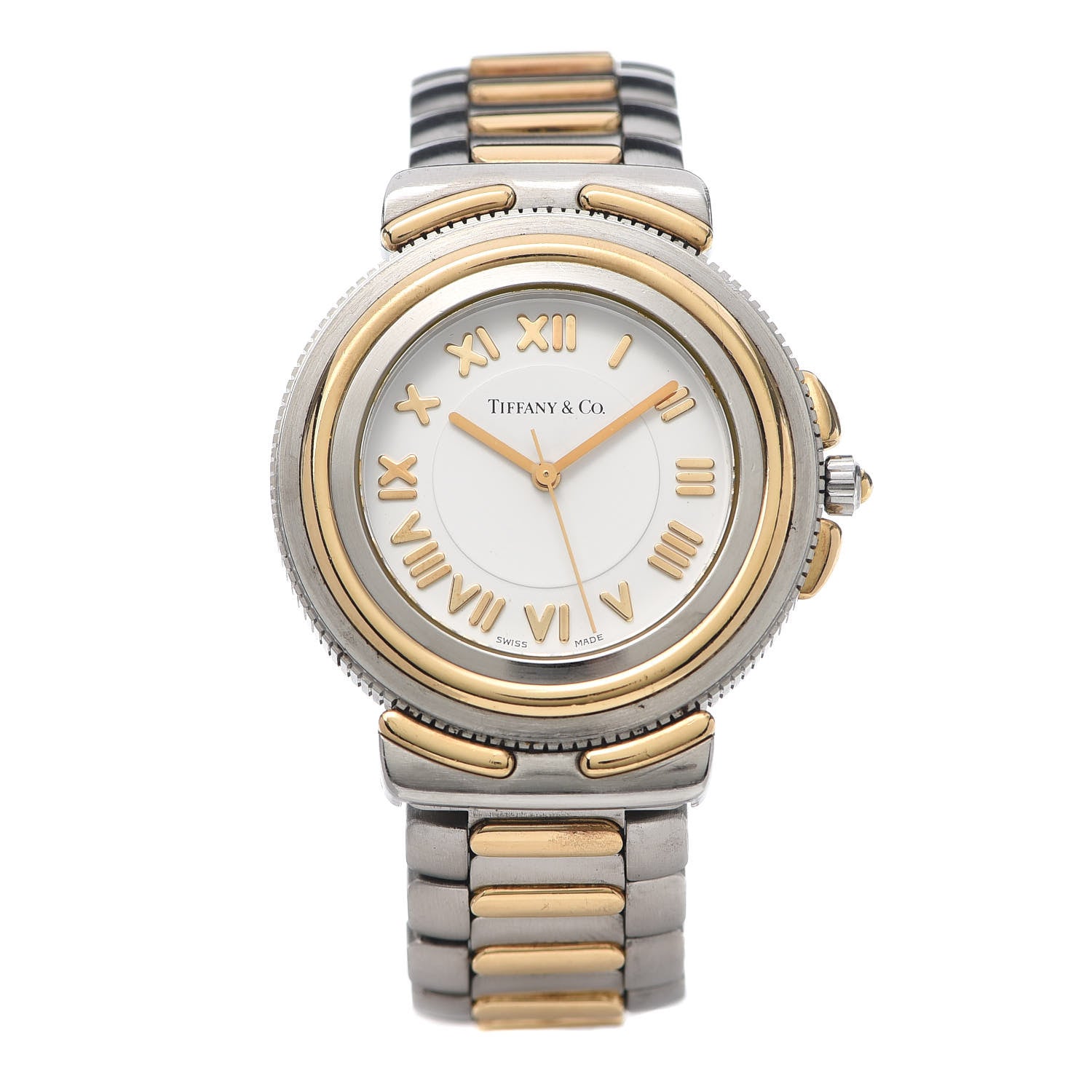 Tiffany Stainless Steel 18K Yellow Gold 34mm Intaglio Quartz Watch 1 of 4