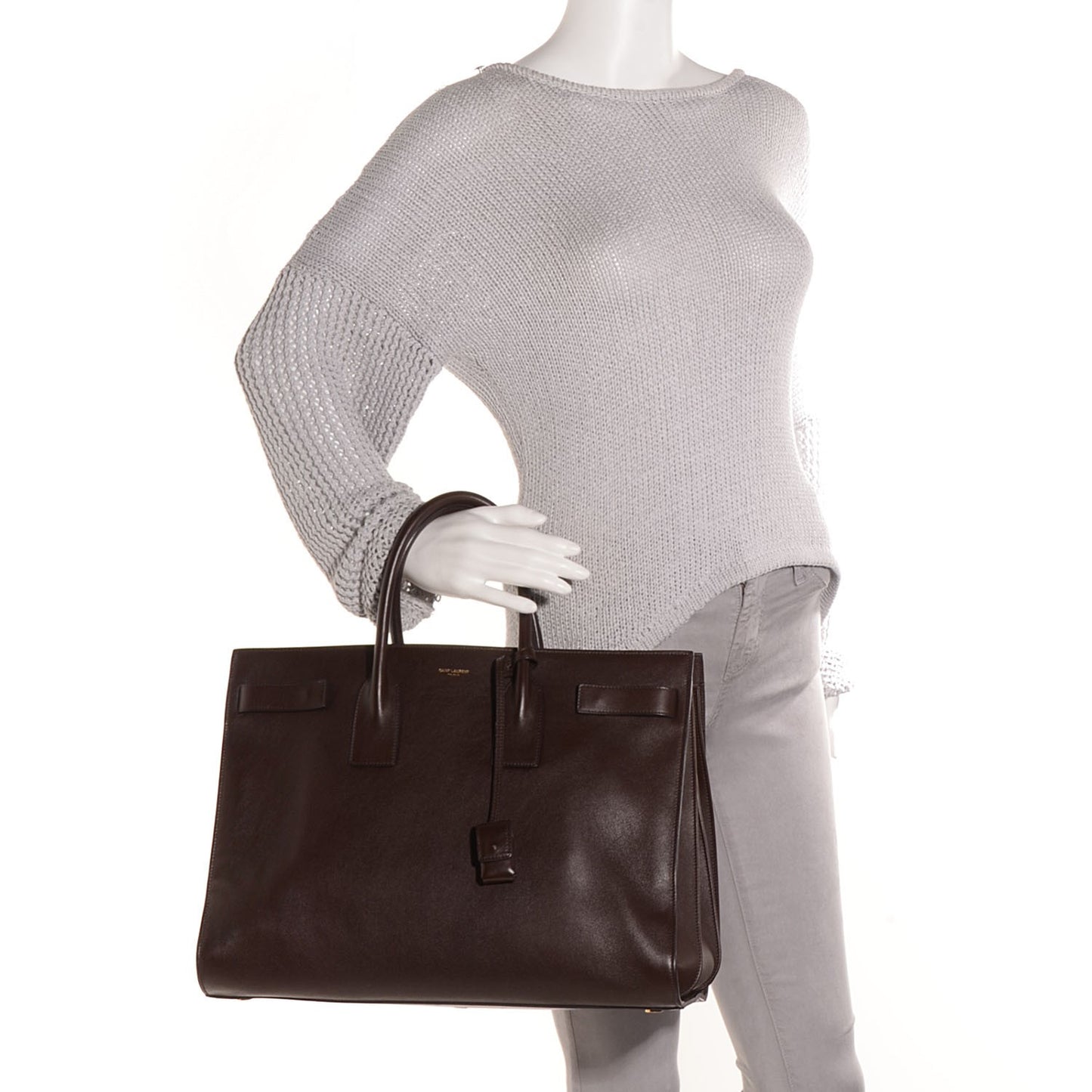 Calfskin Large Sac de Jour Carryall Dark Brown