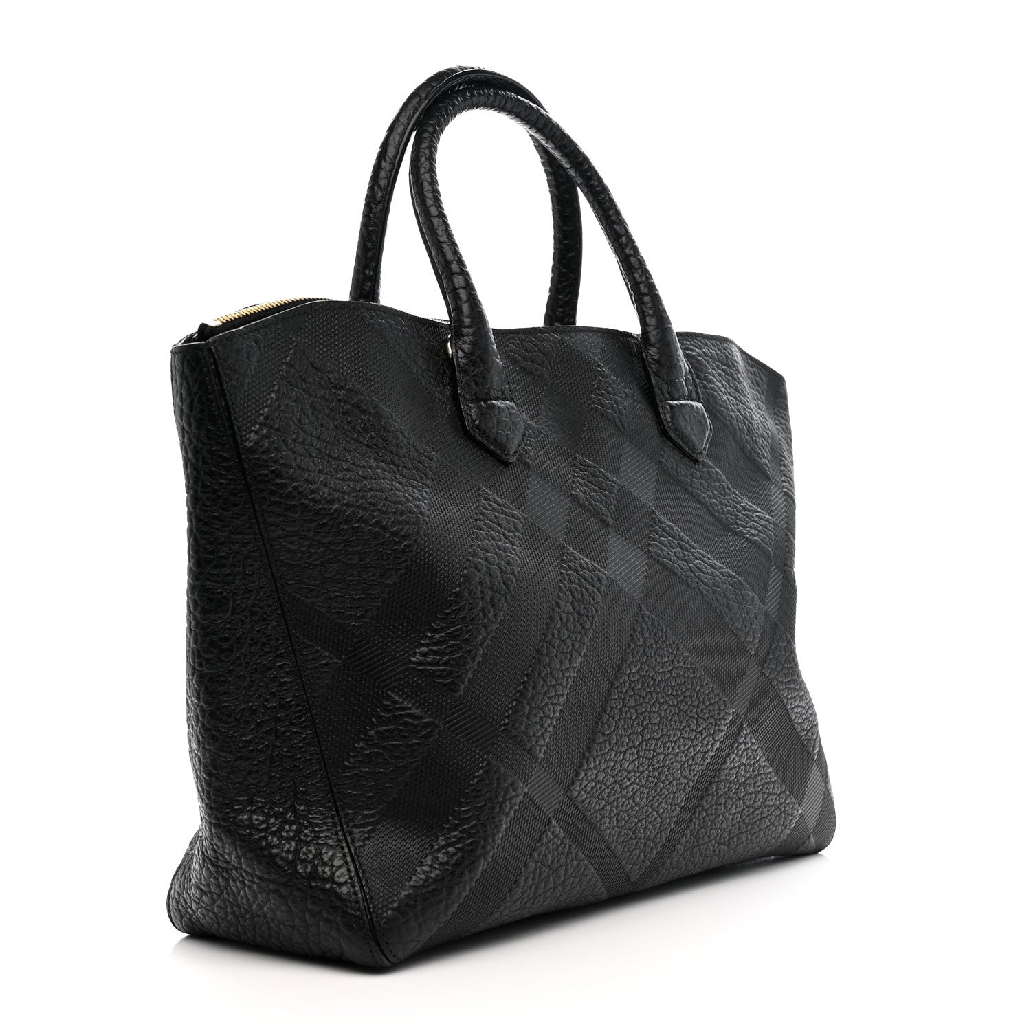 Burberry Heritage Grain Check Embossed Medium Dewsbury Tote Black 3 of 14