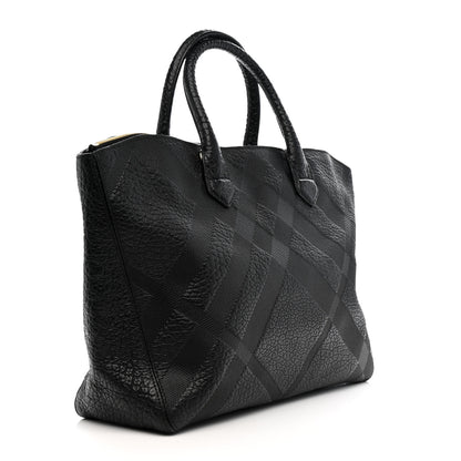 Burberry Heritage Grain Check Embossed Medium Dewsbury Tote Black 3 of 14