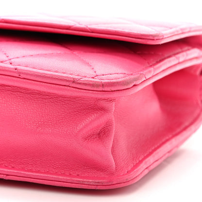 Chanel Lambskin Quilted Wallet on Chain WOC Dark Pink 10 of 11