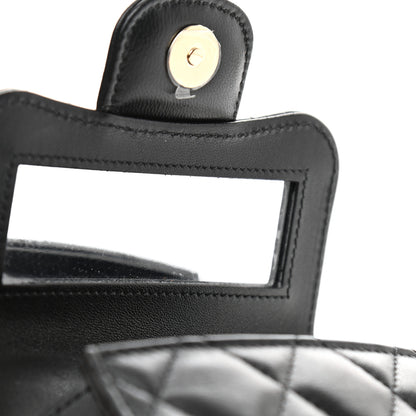 Chanel Lambskin Quilted Top Handle Flap Clutch With Chain Black 8 of 12