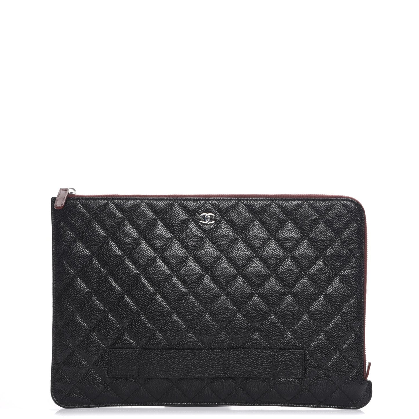 Caviar Quilted Large Slide Pouch Black
