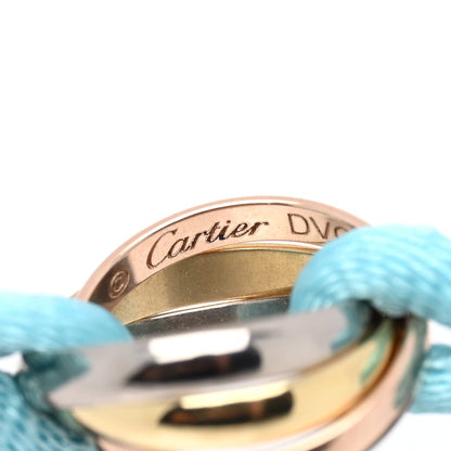 Cartier 18K Pink Yellow White Gold Trinity Adjustable Cord Bracelet Blue 3 of 3
