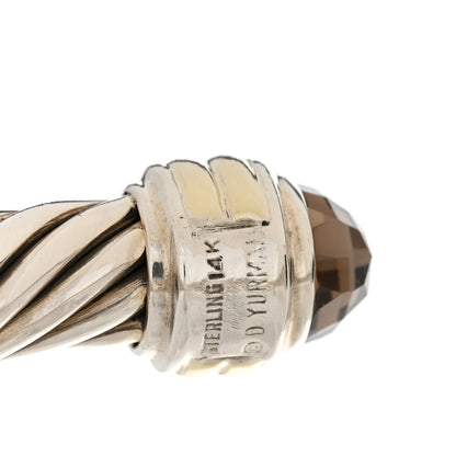 David Yurman Sterling Silver 14K Yellow Gold Smoky Quartz 10mm Cable Classics Hinged Bracelet 3 of 4