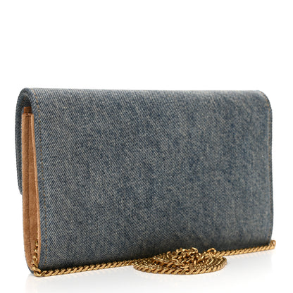 Saint Laurent Denim Monogram Chain Wallet Rodeo Blue Cinnamon 3 of 10