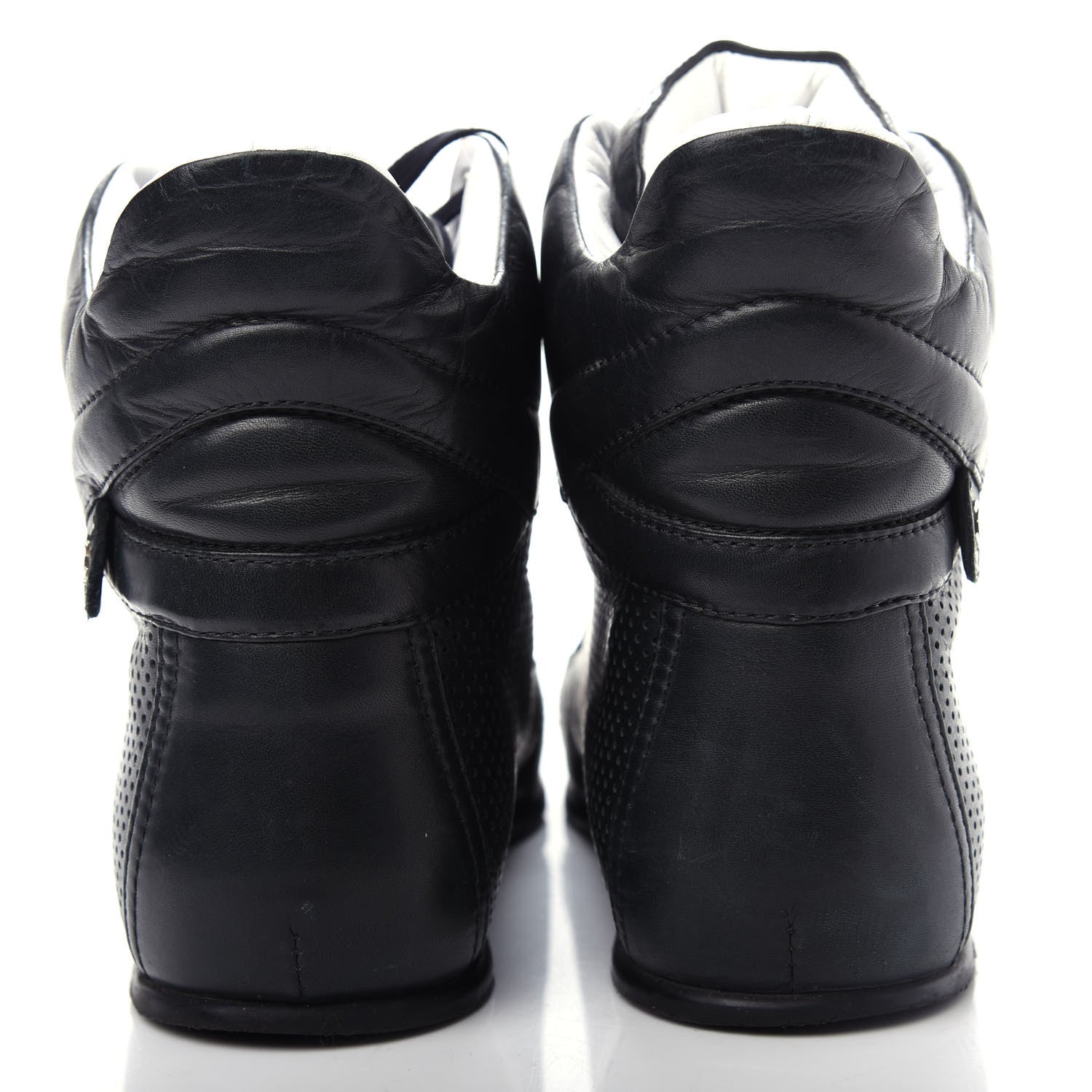 Chanel Perforated Lambskin High Top CC Sneakers 36.5 Black 7 of 10