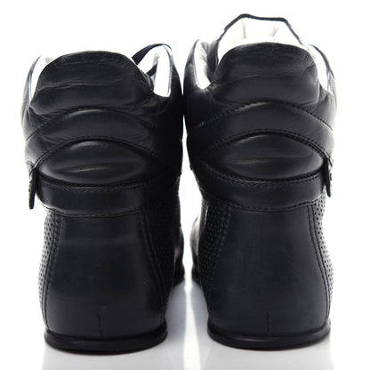 Chanel Perforated Lambskin High Top CC Sneakers 36.5 Black 7 of 10