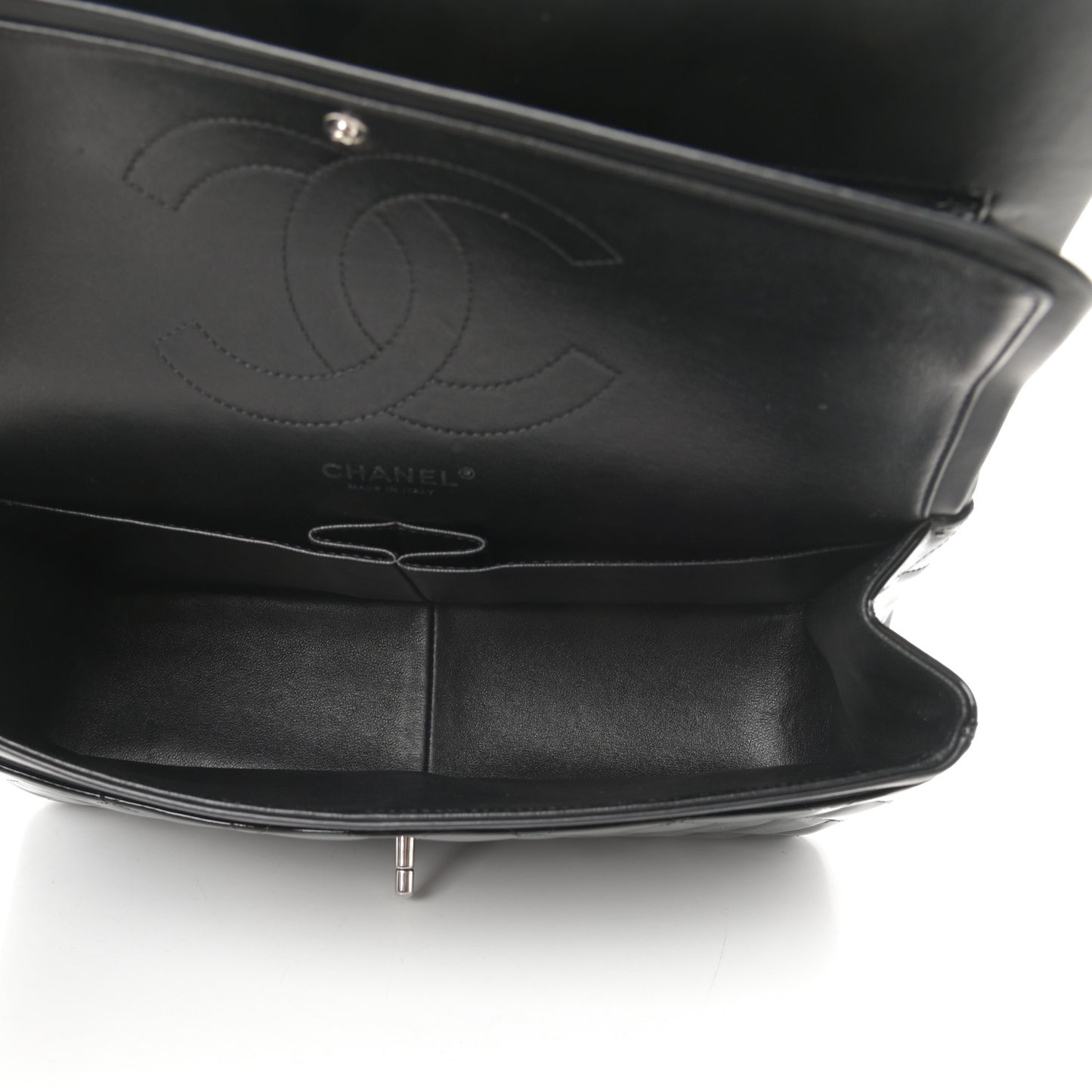 Patent Quilted Jumbo Double Flap Black