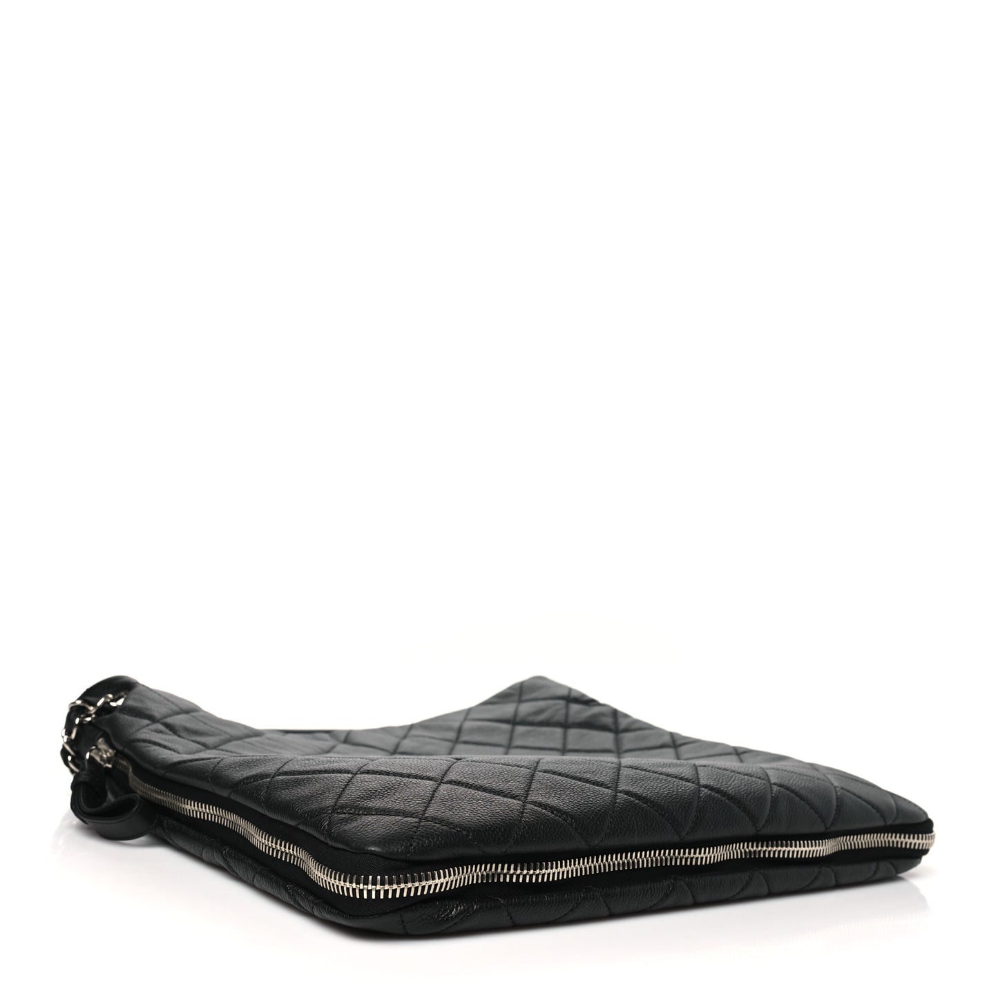 Caviar Quilted Expandable Zip Hobo Black