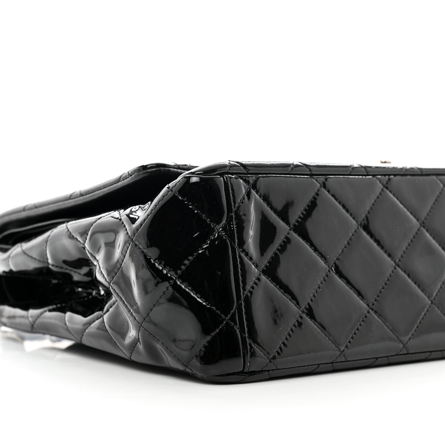 Patent Quilted Maxi Double Flap Black