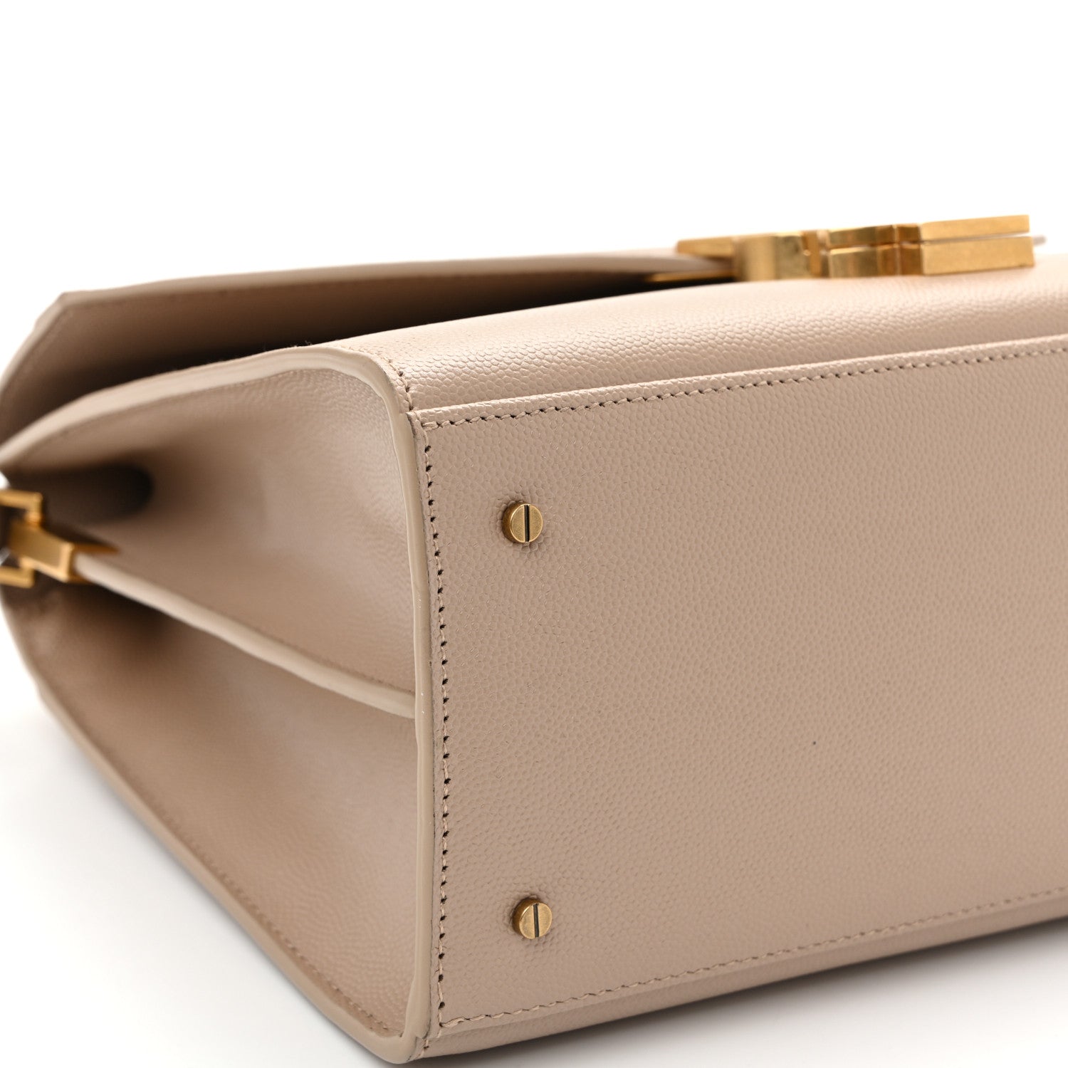Saint Laurent Grain de Poudre Medium Classic Monogram Cassandra Top Handle Dark Beige 9 of 11