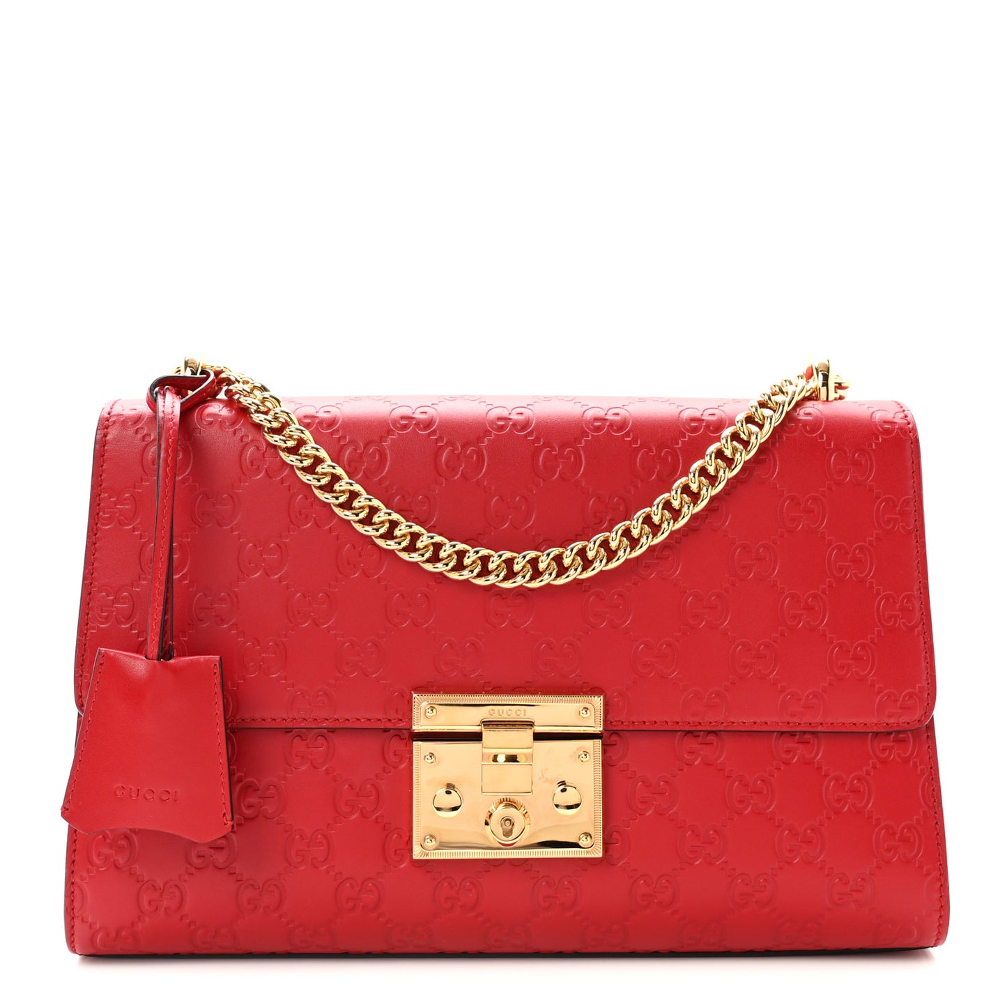 Guccissima Medium Padlock Shoulder Bag Hibiscus Red