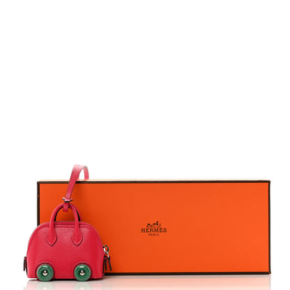 Hermes Chevre Chamkila Bolide On Wheels Bag Charm Rose Extreme Vert Vertigo 5 of 5
