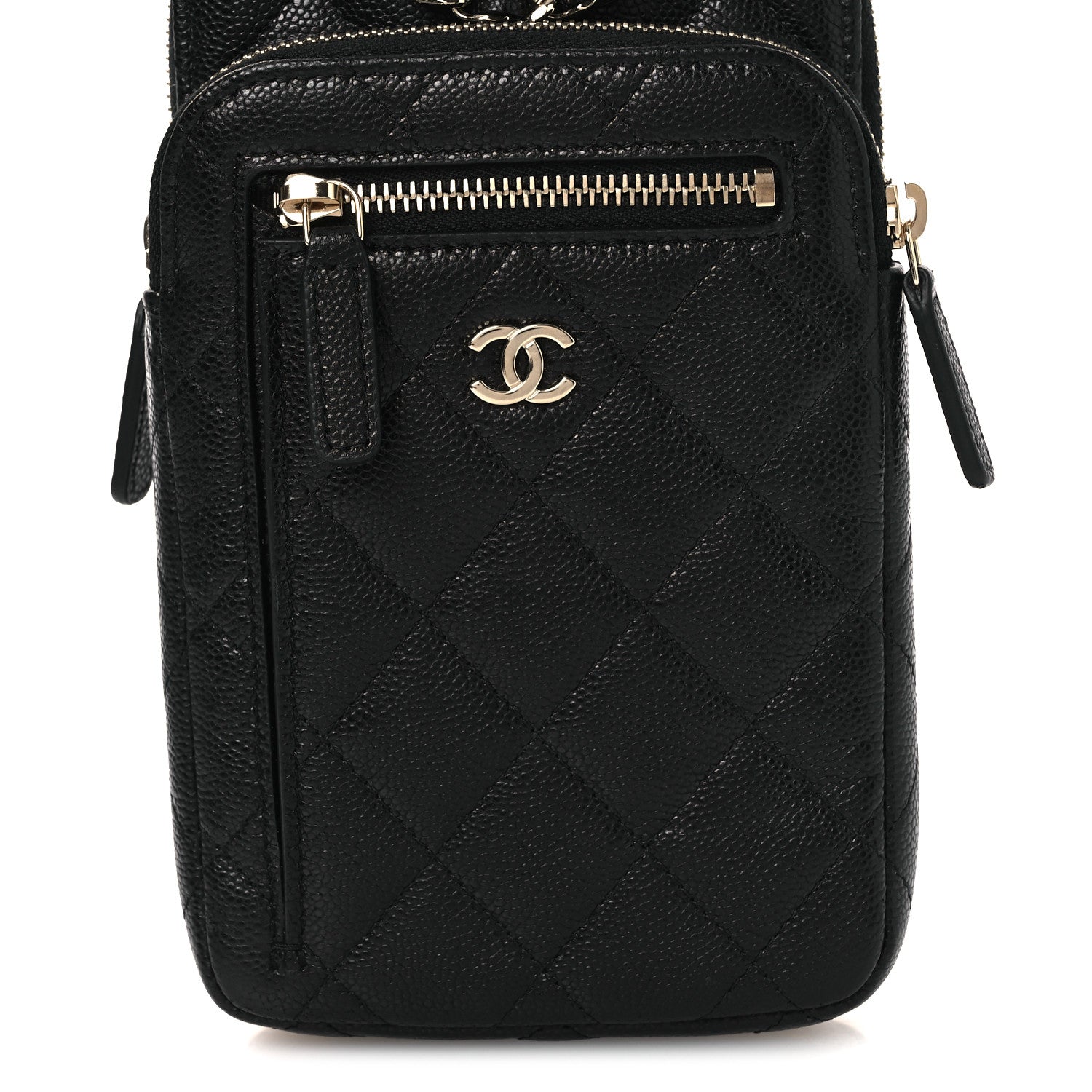Chanel Caviar Quilted Phone Holder With Chain Black 7 of 9