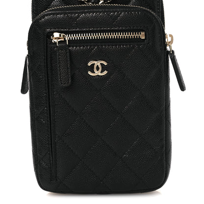 Chanel Caviar Quilted Phone Holder With Chain Black 7 of 9