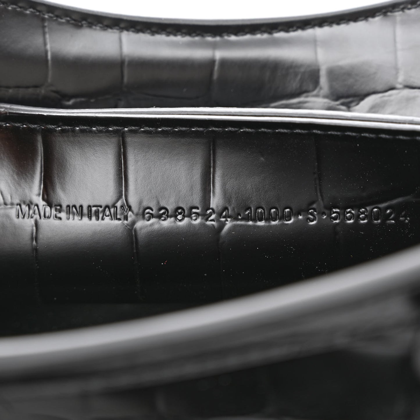 Semi Shiny Calfskin Crocodile Embossed Neo Classic Black Hardware Mini City Black