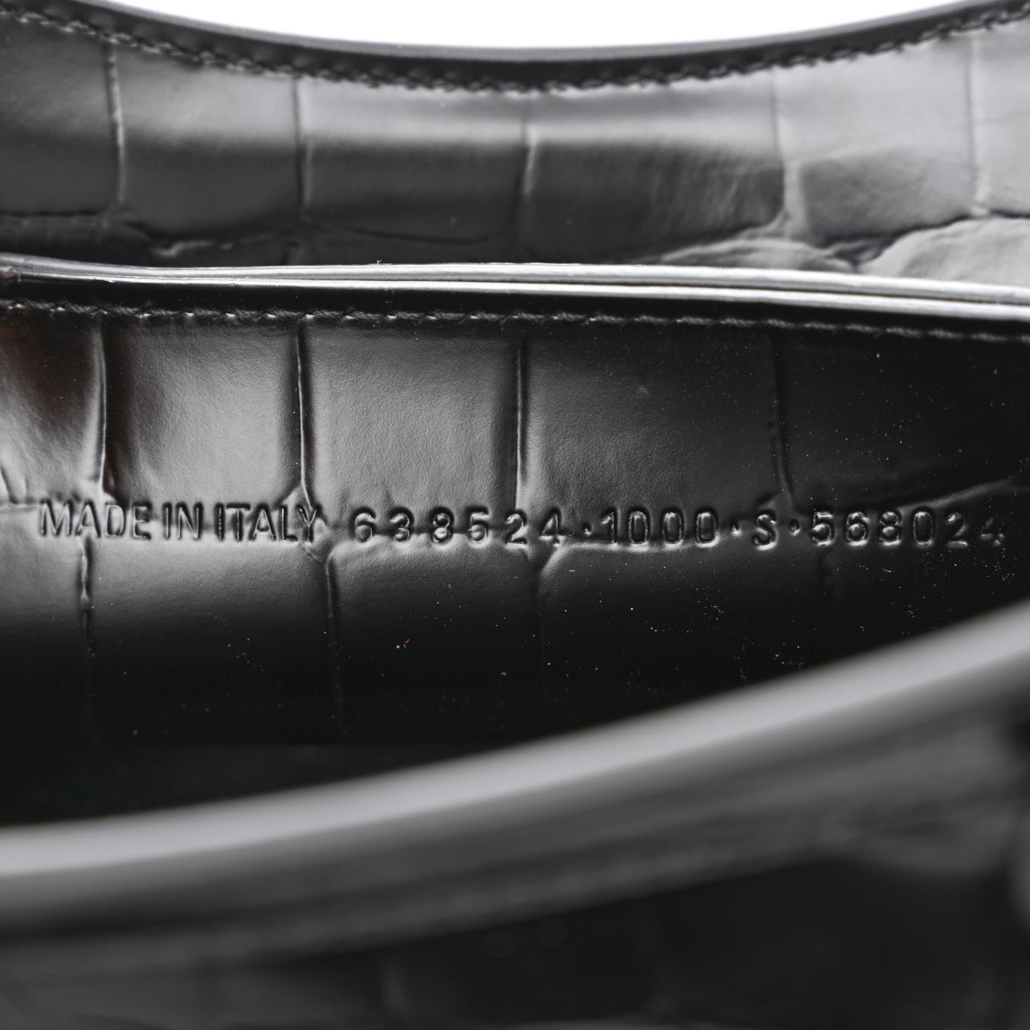 Balenciaga Semi Shiny Calfskin Crocodile Embossed Neo Classic Black Hardware Mini City Black 7 of 12