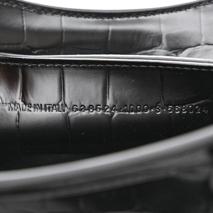 Balenciaga Semi Shiny Calfskin Crocodile Embossed Neo Classic Black Hardware Mini City Black 7 of 12