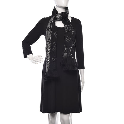 Louis Vuitton Wool Silk Logomania Shine Scarf Black 2 of 4