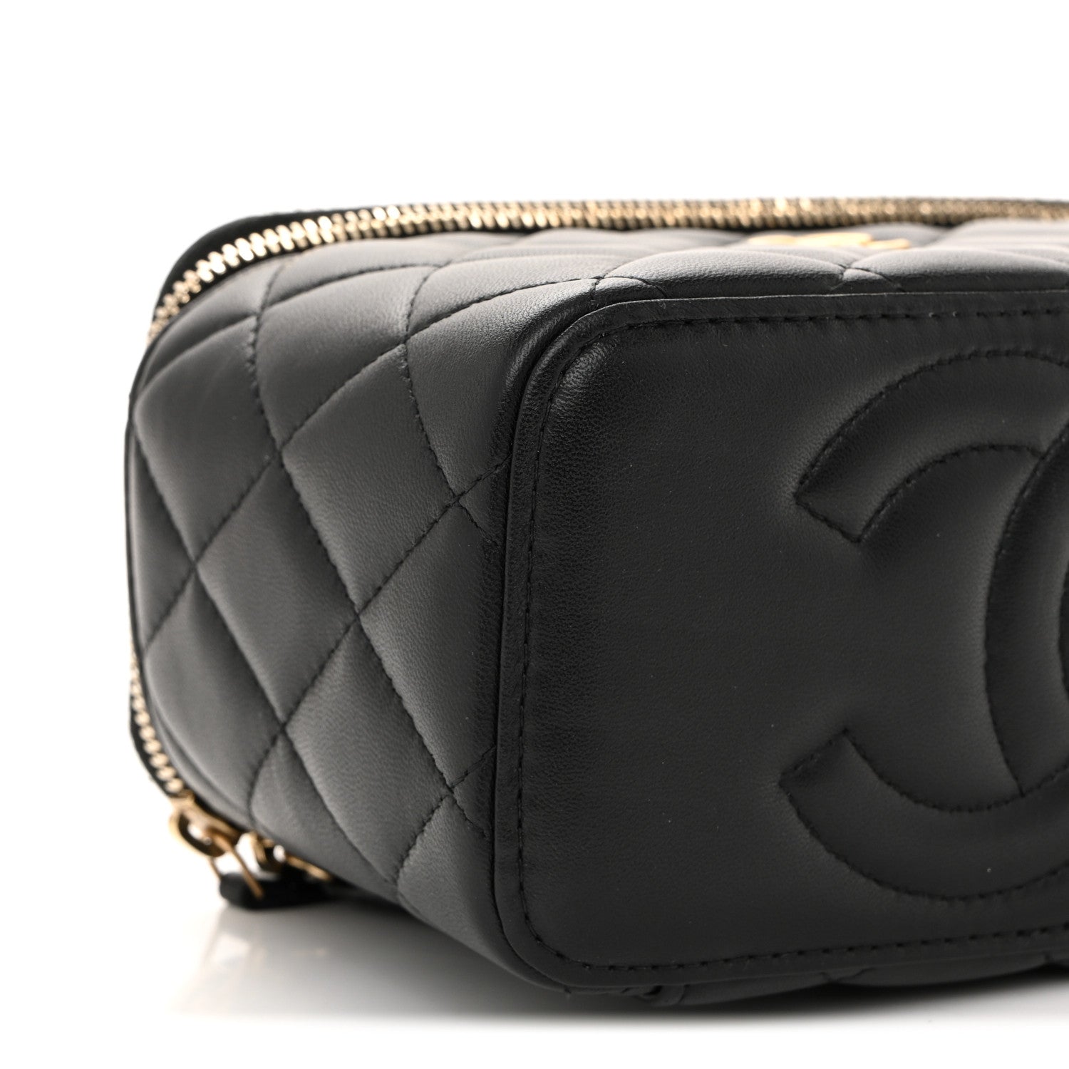 Chanel Lambskin Quilted Metal Small Top Handle Vanity Case With Chain Black 9 of 12