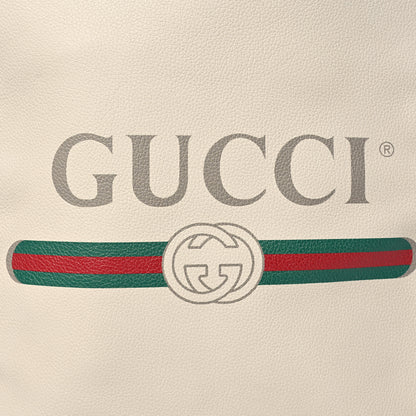 Gucci Calfskin Logo Drawstring Backpack Mystic White 9 of 11