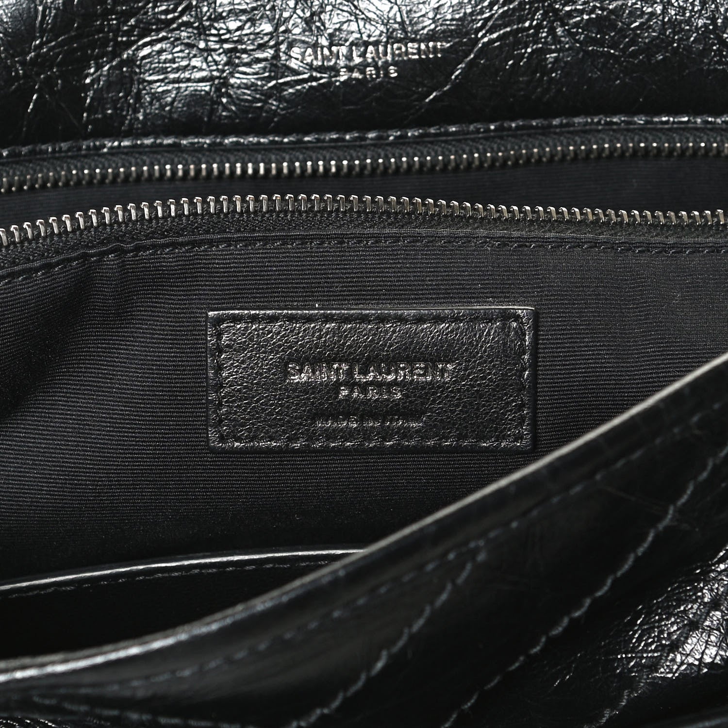 Saint Laurent Crinkled Calfskin Matelasse Monogram Large Niki Chain Satchel Black 5 of 9