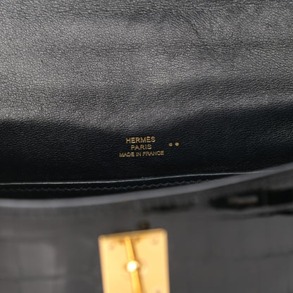 Hermes Shiny Niloticus Crocodile Kelly Pochette Black 6 of 11