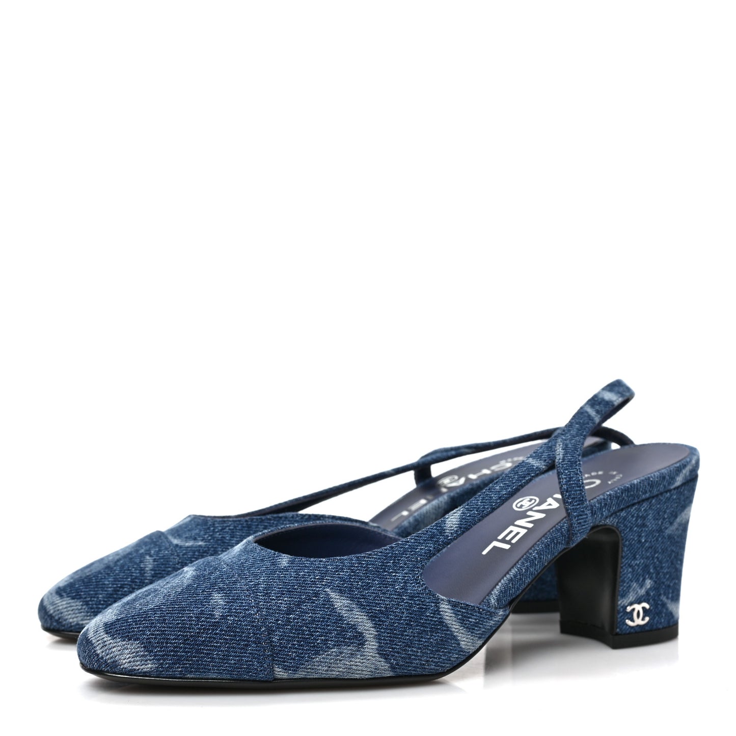 Denim Cap Toe CC Slingback Pumps 36.5 Blue