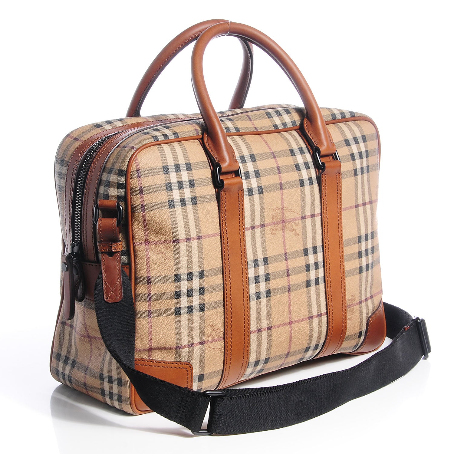 Burberry Haymarket Check Leighton Business Bag Dark Ochre 3 of 9