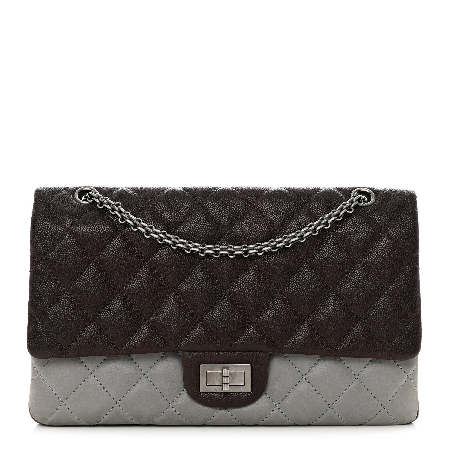 Chanel Caviar Iridescent Calfskin Quilted 2.55 Reissue 226 Flap Brown Grey 1 of 18