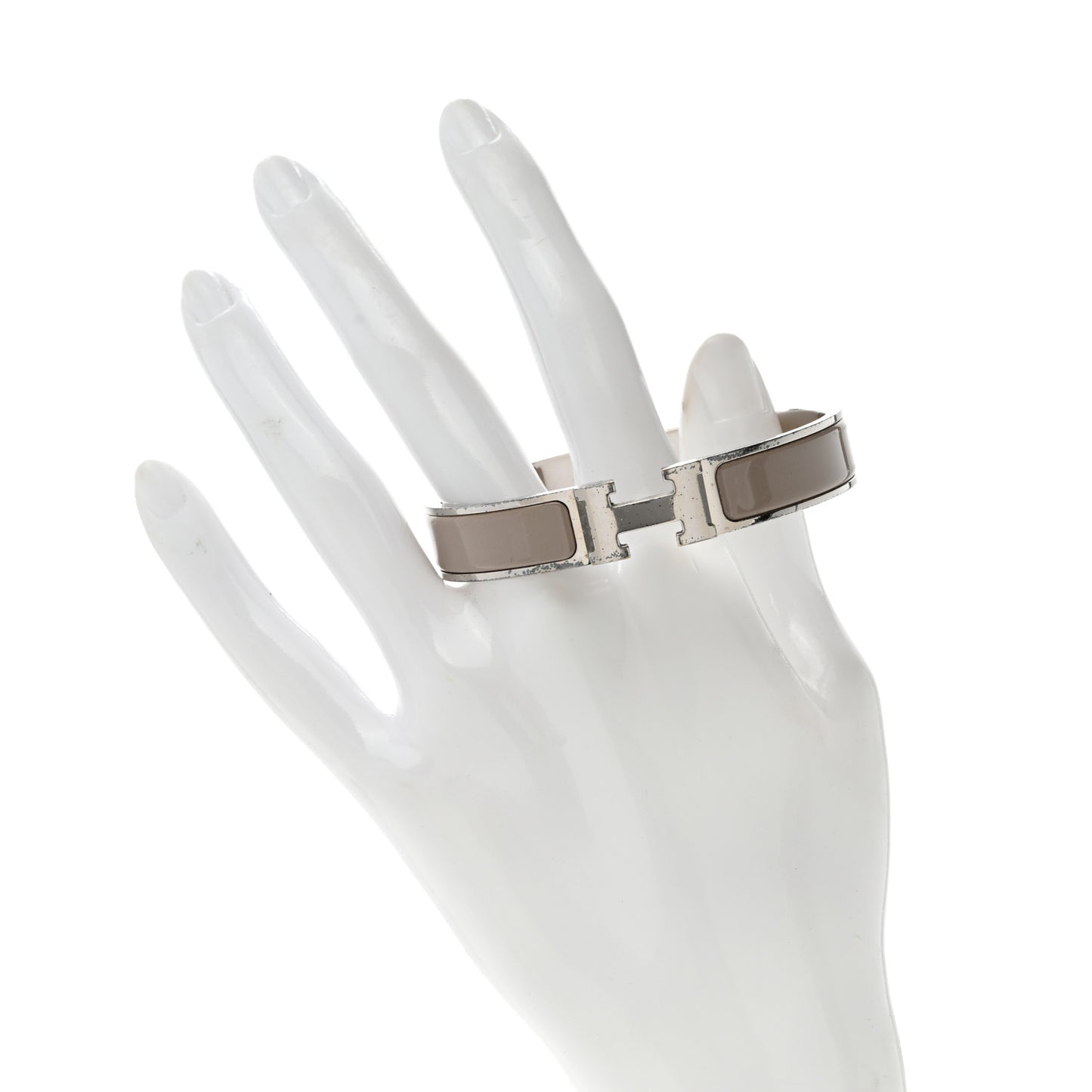 Enamel Narrow Clic Clac H Bracelet GM Marron Glace