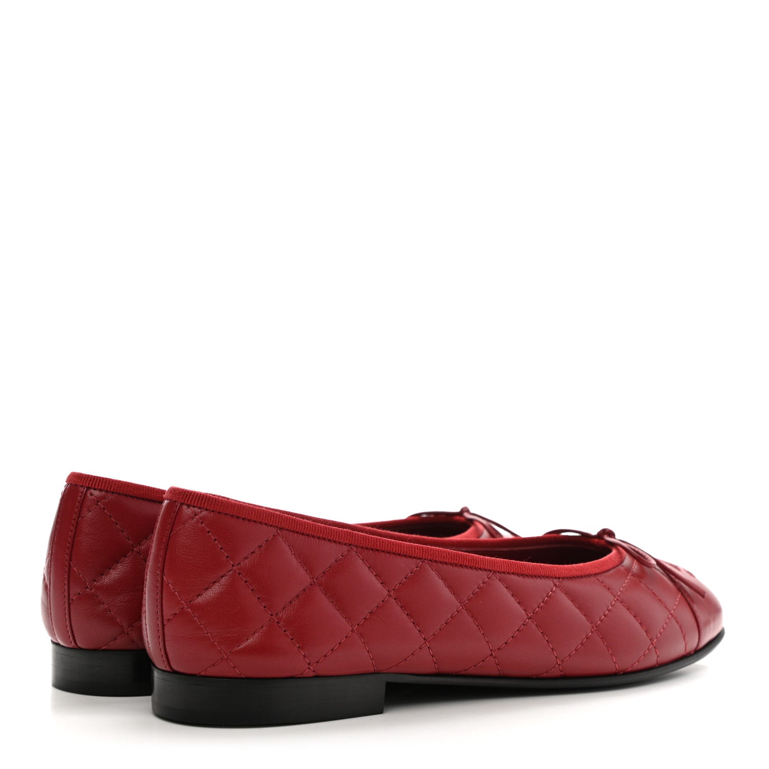 Chanel Lambskin Quilted CC Cap Toe Ballerina Flats 38.5 Dark Red 4 of 8