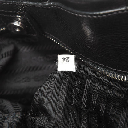Prada Soft Calf Pleated Shoulder Bag Nero Black 7 of 12