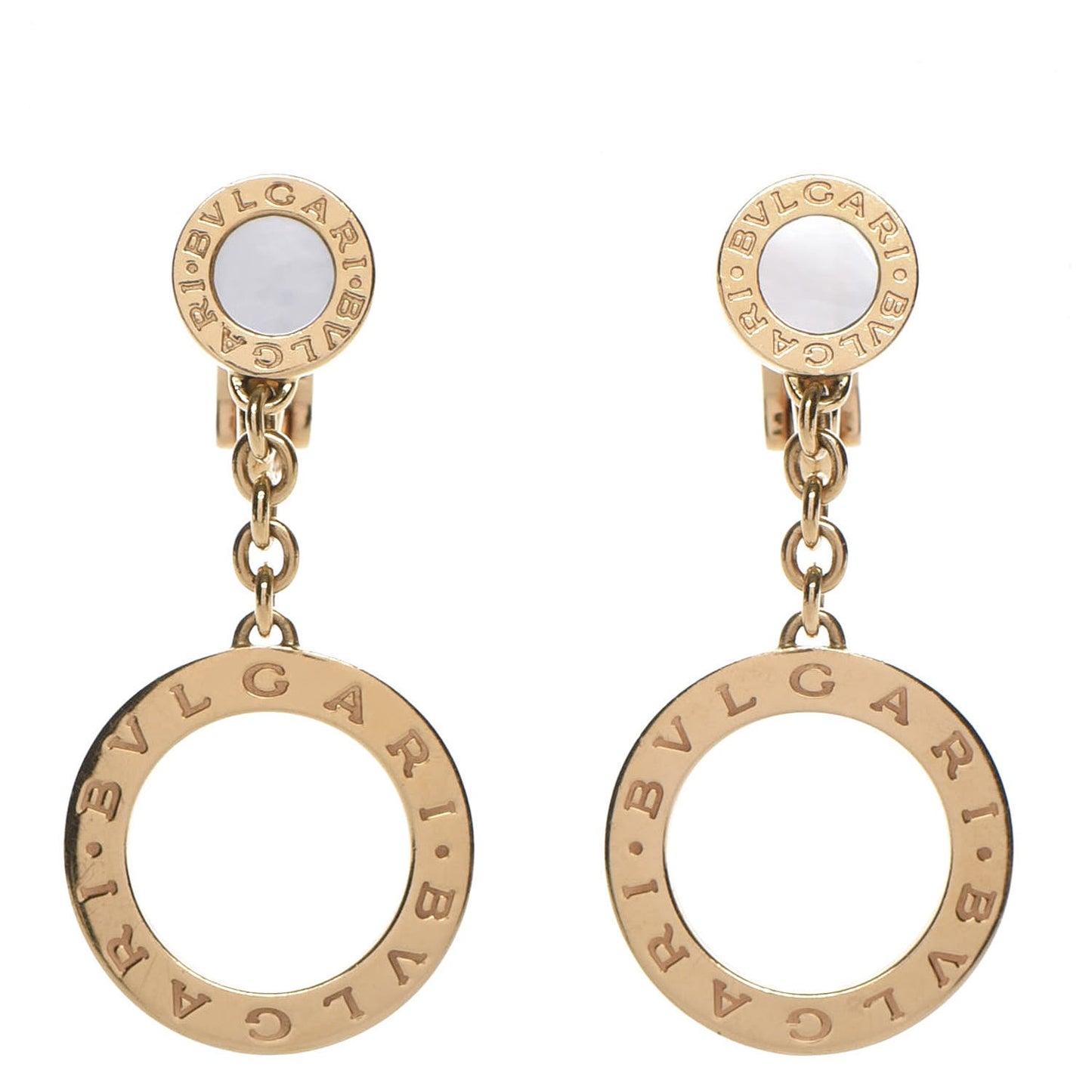 18K Yellow Gold Mother Of Pearl BVULGARI BVULGARI Drop Earrings
