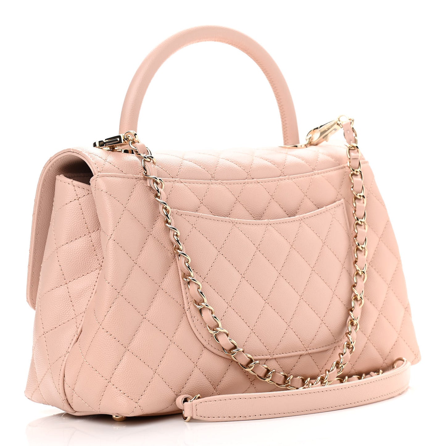 Caviar Quilted Small Coco Handle Flap Light Pink