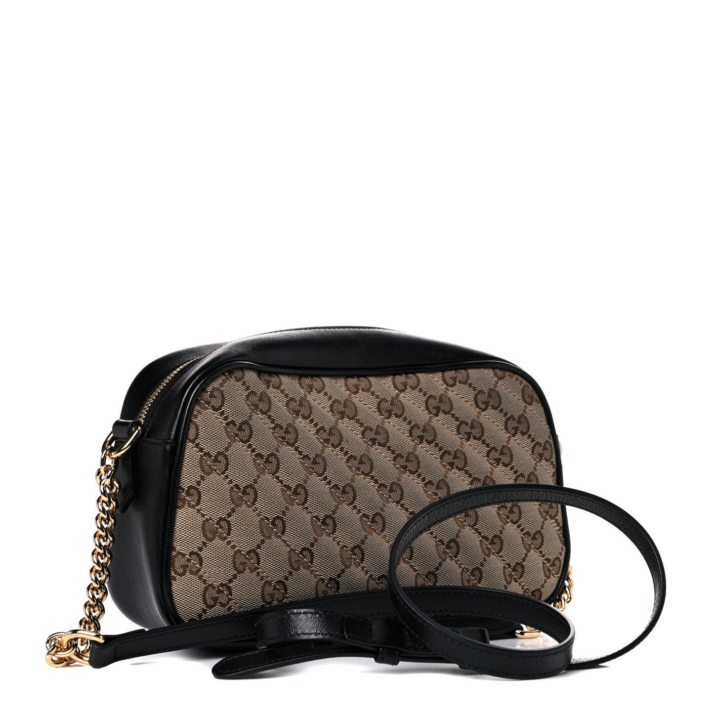 Monogram Matelasse Diagonal Small GG Marmont Chain Shoulder Bag Beige Black