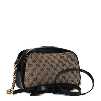 Gucci Monogram Matelasse Diagonal Small GG Marmont Chain Shoulder Bag Beige Black 3 of 15