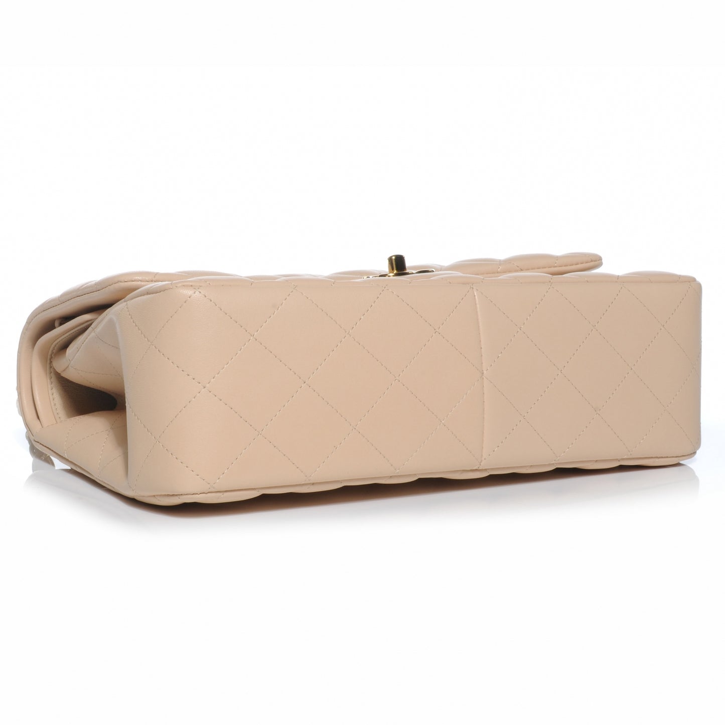 Lambskin Jumbo Double Flap Beige Clair