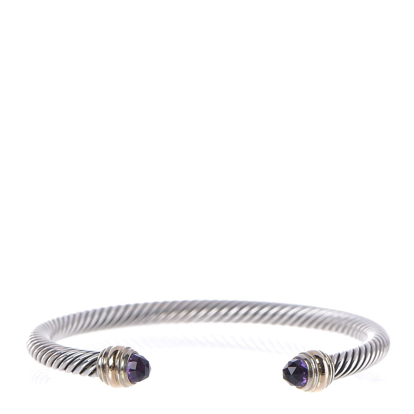 Sterling Silver 14K Yellow Gold Amethyst 5mm Cable Classics Bracelet