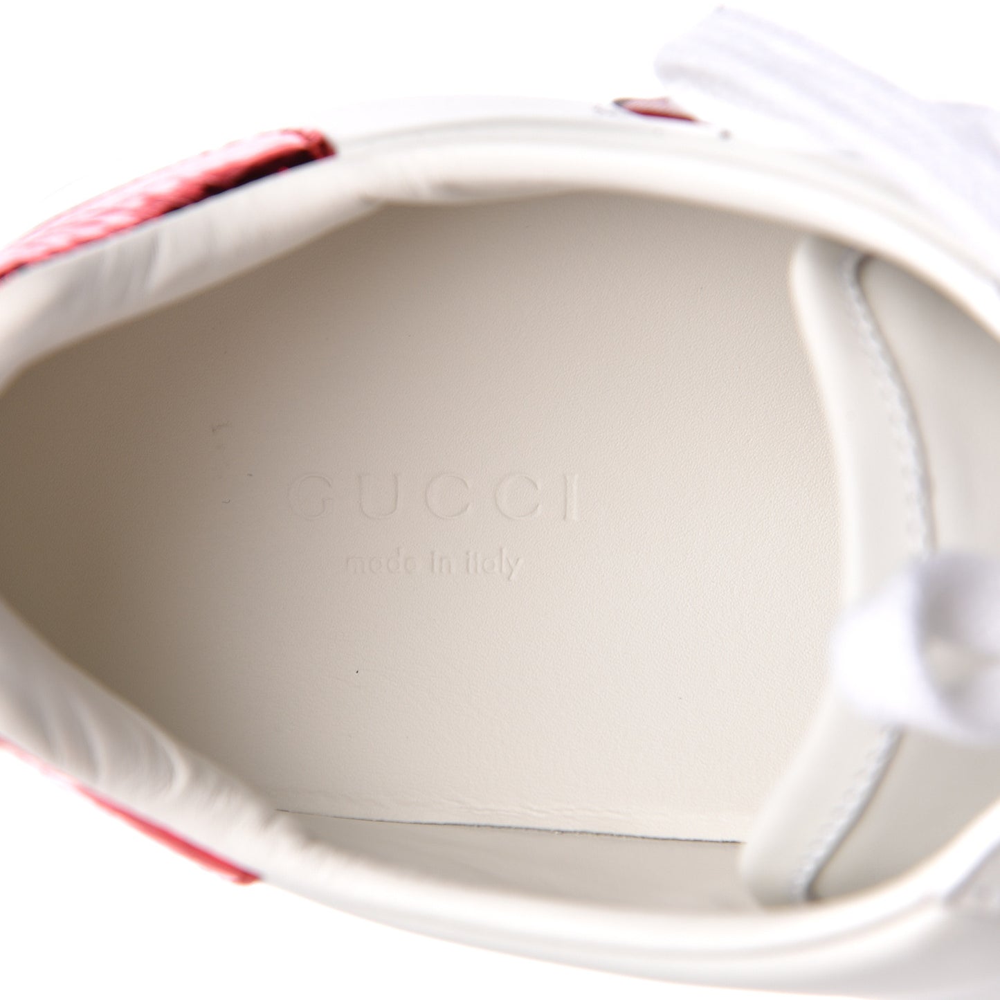 Calfskin Web Heart Embroidered Womens Ace Sneakers 38 White
