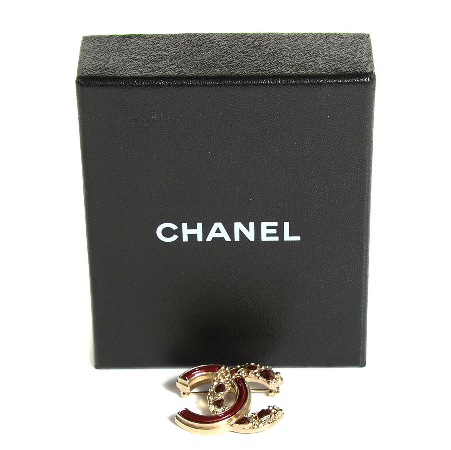 Enamel Gripoix Poured Glass CC Brooch Gold