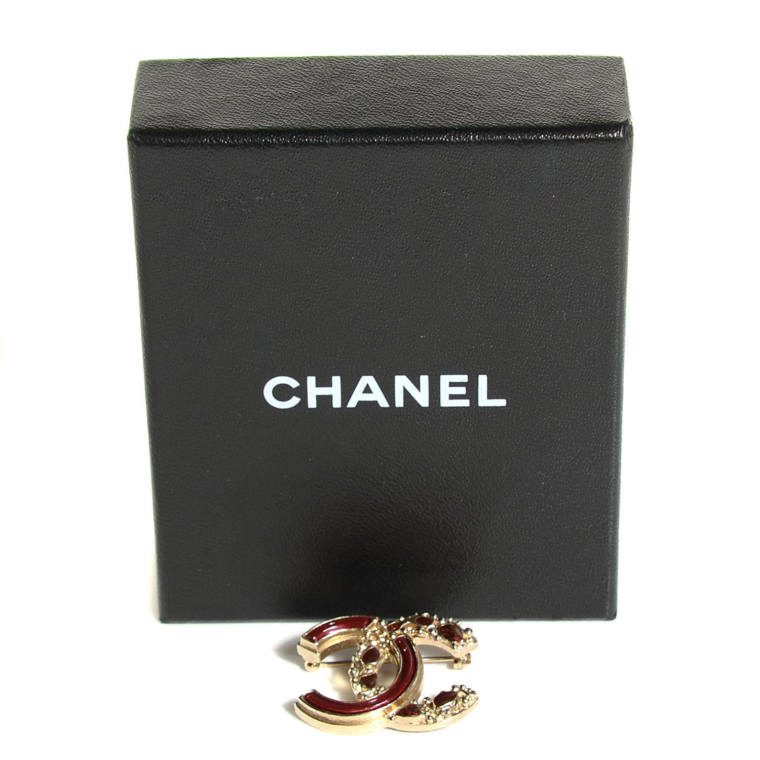 Chanel Enamel Gripoix Poured Glass CC Brooch Gold 4 of 5