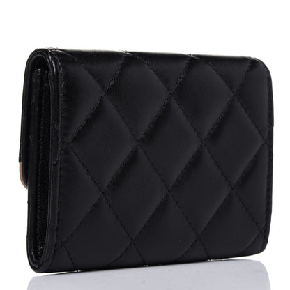 Chanel Lambskin Quilted CC Chic Flap Card Holder Black Gold 3 of 13