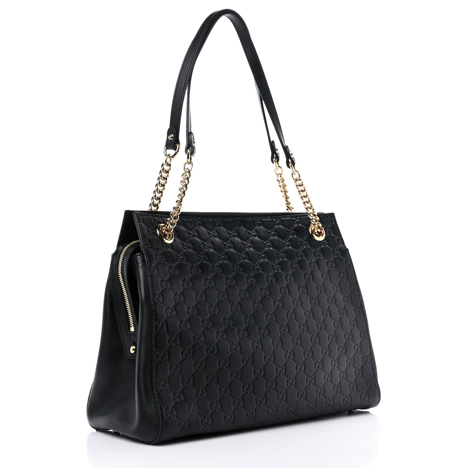 Gucci Guccissima Signature Large Shoulder Tote Bag Black 2 of 8