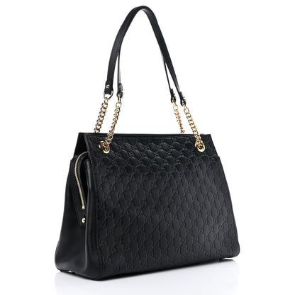 Gucci Guccissima Signature Large Shoulder Tote Bag Black 2 of 8